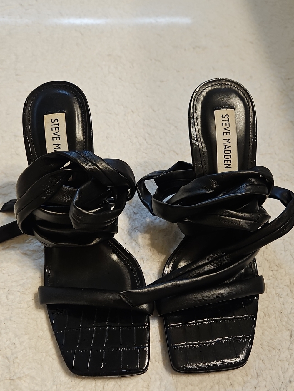 Steve Madden Black Wrap Slide Sandals